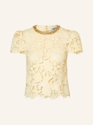 Self-Portrait Bluzka Z Koronki Z Kamieniami Ozdobnymi gelb