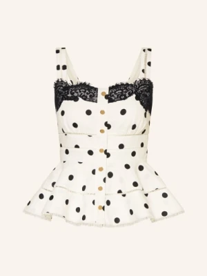 Self-Portrait Bluzka Z Lnu Z Koronką weiss