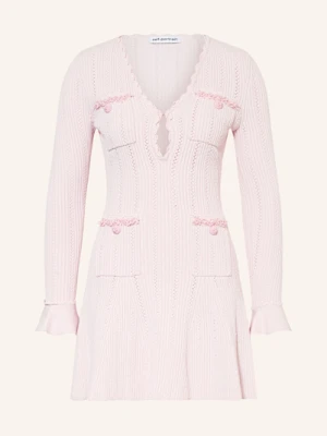 Self-Portrait Dzianinowa Sukienka Z Ozdobnymi Koralikami pink