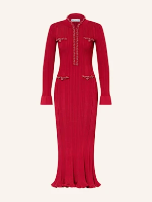 Self-Portrait Dzianinowa Sukienka Z Ozdobnymi Koralikami rot