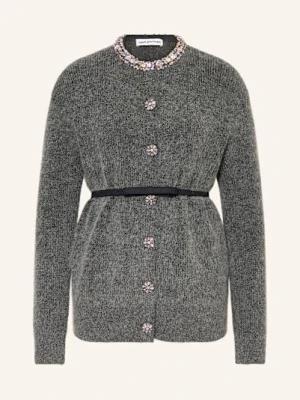 Self-Portrait Kardigan Z Kamykami Ozdobnymi I Błyszczącą Przędzą grau