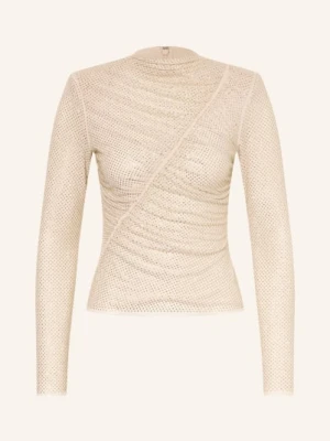 Self-Portrait Koszulka Z Długim Rękawem Z Kamieniami Ozdobnymi beige