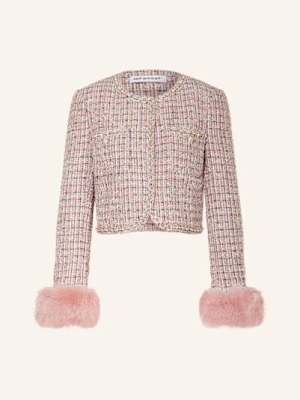 Self-Portrait Kurtka Bouclé Z Błyszczącą Przędzą I Ozdobnymi Kamykami pink