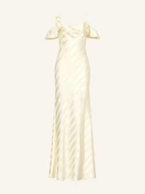 Self-Portrait Satyna Sukienka Z Falbanami gelb