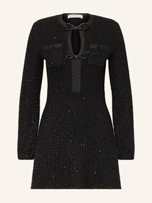 Self-Portrait Sukienka Bouclé Z Cekinami schwarz