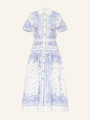 Self-Portrait Sukienka Koszulowa Z Koronką Ażurową weiss