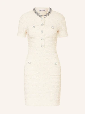 Self-Portrait Sukienka Tweedowa Z Ozdobnymi Kamykami weiss