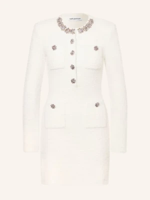 Self-Portrait Sukienka Tweedowa Z Ozdobnymi Kamykami weiss