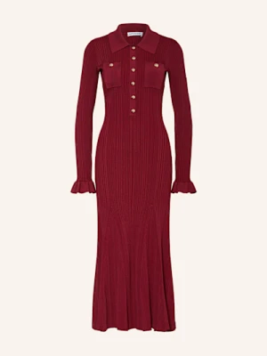 Self-Portrait Sukienka Z Dzianiny Z Falbankami rot