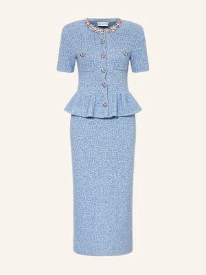 Self-Portrait Sukienka Z Dzianiny Z Ozdobnymi Kamykami I Błyszczącą Przędzą blau