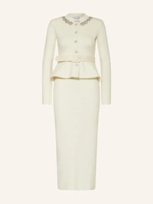 Self-Portrait Sukienka Z Dzianiny Z Ozdobnymi Kamykami weiss