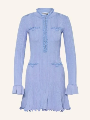 Self-Portrait Sukienka Z Dzianiny Z Ozdobnymi Perełkami blau