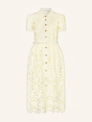 Self-Portrait Sukienka Z Dziurkowanej Koronki gelb