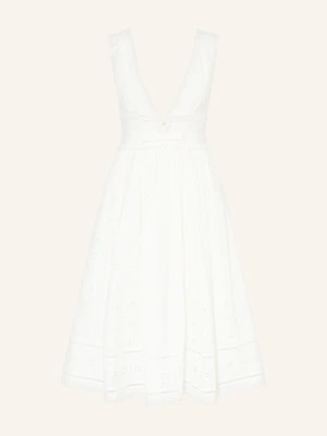 Self-Portrait Sukienka Z Dziurkowanej Koronki Z Falbankami weiss