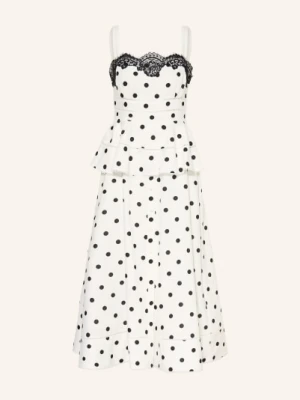 Self-Portrait Sukienka Z Lnu I Koronki weiss