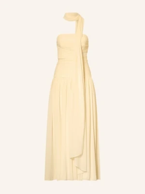 Self-Portrait Sukienka Z Odkrytymi Ramionami, Z Odpinanym Szalem I Plisami gelb