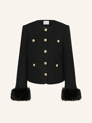 Self-Portrait Żakiet Pudełkowy Z Bouclé Z Odpinanym Sztucznym Futerkiem schwarz