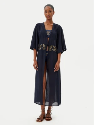 Selmark Kimono BN297 Granatowy Relaxed Fit