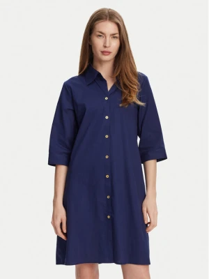 Selmark Sukienka koszulowa BM033 Granatowy Relaxed Fit