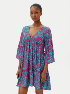 Selmark Sukienka letnia BL798 Turkusowy Relaxed Fit