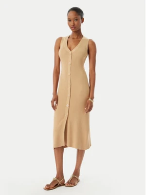 Selmark Sukienka plażowa BO796 Beżowy jasny Slim Fit