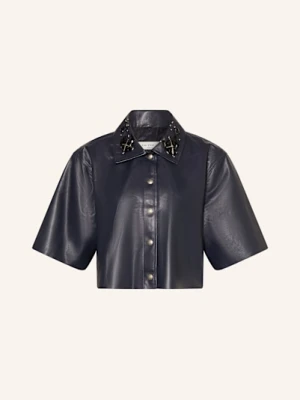 Sem Per Lei Kurtka Skórzana Z Ozdobnymi Kamykami I Perełkami blau