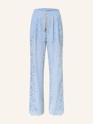 Sem Per Lei Spodnie Marlena Z Lampasami Z Dziurkowanej Koronki blau