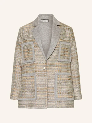 Sem Per Lei Tweedowy Blezer Z Błyszczącą Przędzą grau