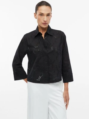 Semitransparente Crop-Bluse mit Lochstickerei s.Oliver czarny