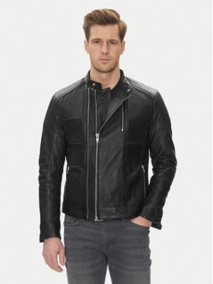Serge Pariente Kurtka skórzana Couture Czarny Slim Fit