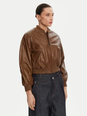 Serge Pariente Kurtka skórzana Gaia Brązowy Regular Fit