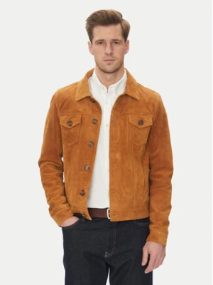 Serge Pariente Kurtka skórzana Jeans Brązowy Regular Fit