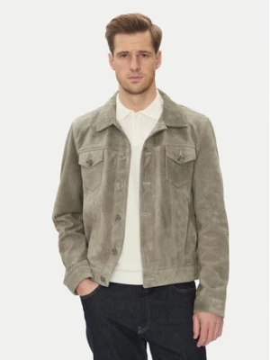 Serge Pariente Kurtka skórzana Jeans Szary Regular Fit