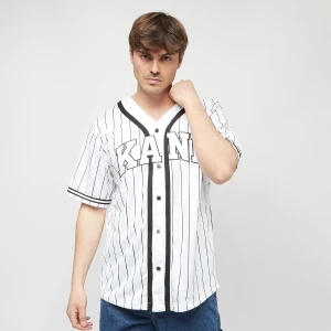 Karl Kani Serif Pinstripe Baseball Shirt mężczyźni Koszule biały rozmiar Odzież