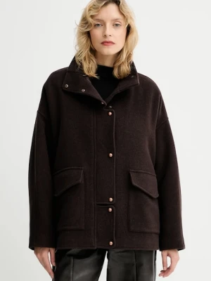 Sessun płaszcz z domieszką wełny kolor brązowy 25112020