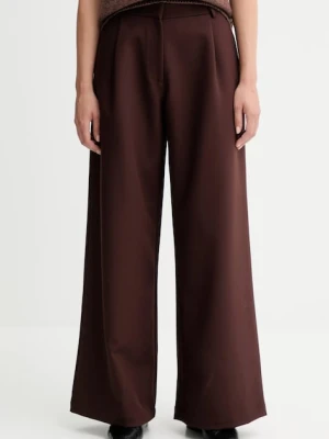 Sessun spodnie damskie kolor brązowy szerokie high waist 25107000