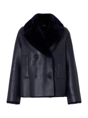 Shearling Calla Coat - Navy Joseph