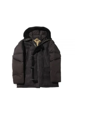 Sheepskin Parka Maron Brązowy Czarny Ten C