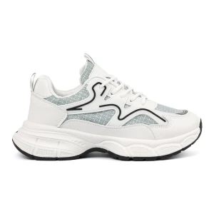 Shelvt Biało zielone sneakersy z ozdobnymi wstawkami białe