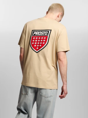 Shield Big t-shirt regular męski bawełniany beżowy Klasyk