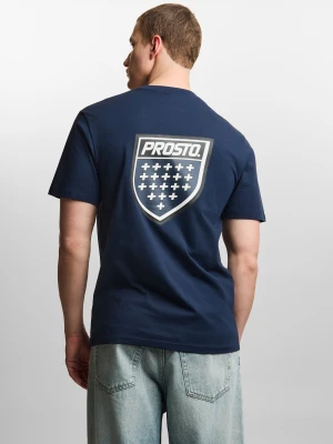 Shield Big t-shirt regular męski bawełniany granatowy Klasyk