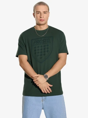 Shield t-shirt bawełniany khaki Klasyk