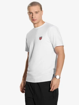 Shield t-shirt bawełniany slim biały Klasyk