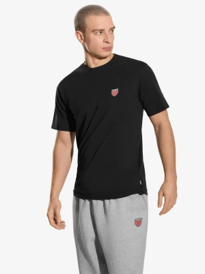 Shield t-shirt bawełniany slim czarny Klasyk