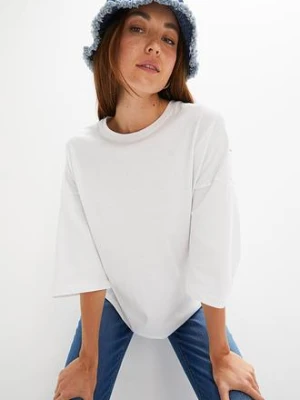 Zdjęcie produktu Koszulka oversize z elastycznej mieszanki bawełny organicznej BonPrix biały