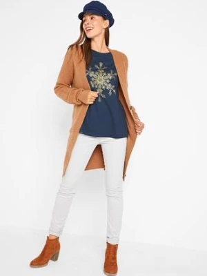 Shirt bawełniany z długim rękawem, z czystej bawełny bonprix