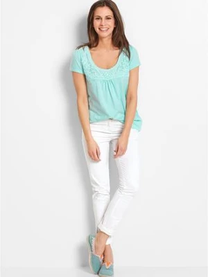 Koszulka bawełniana z koronką i krótkim rękawem bonprix