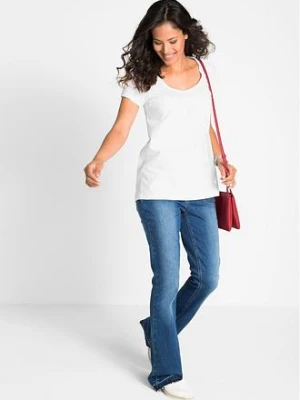 Shirt bawełniany z koronką i krótkim rękawem bonprix