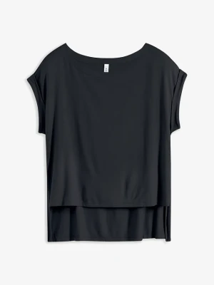 Shirt oversized z lejącej wiskozy BonPrix czarny