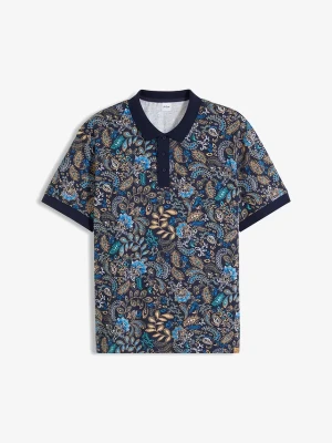 Shirt polo z bawełny organicznej, krótki rękaw BonPrix niebieski